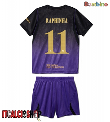 Barcelona Raphinha Belloli #11 Seconda Maglia Bambino 2026-27 Manica Corta (+ Pantaloni corti)